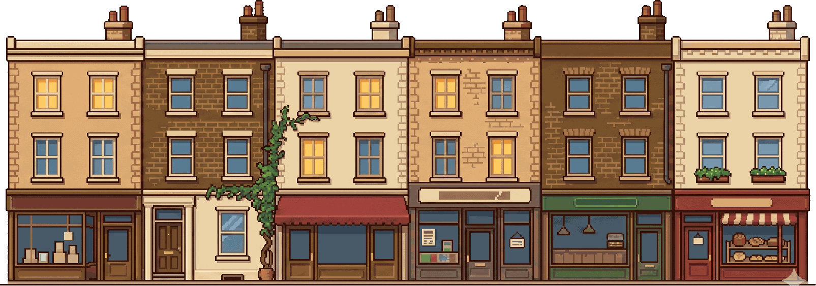 Pixel-art Georgian terraces