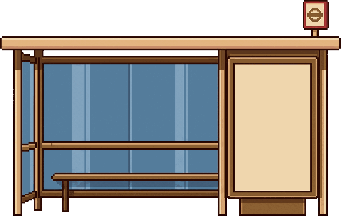 Pixel-art bus shelter